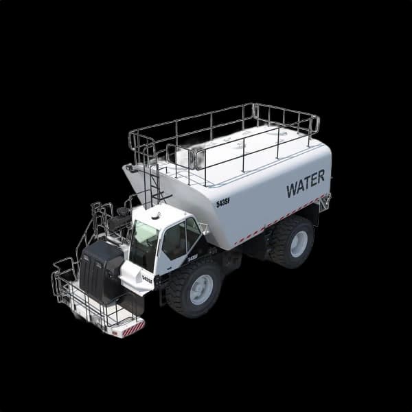 Truck carrying a water tank container