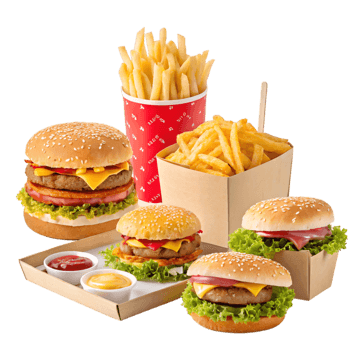 Fresh produce and beverages in crates